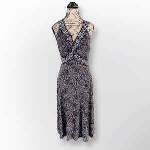 Morgan McFeeters Sleeveless Blue and Black Paisley Dress Size 8